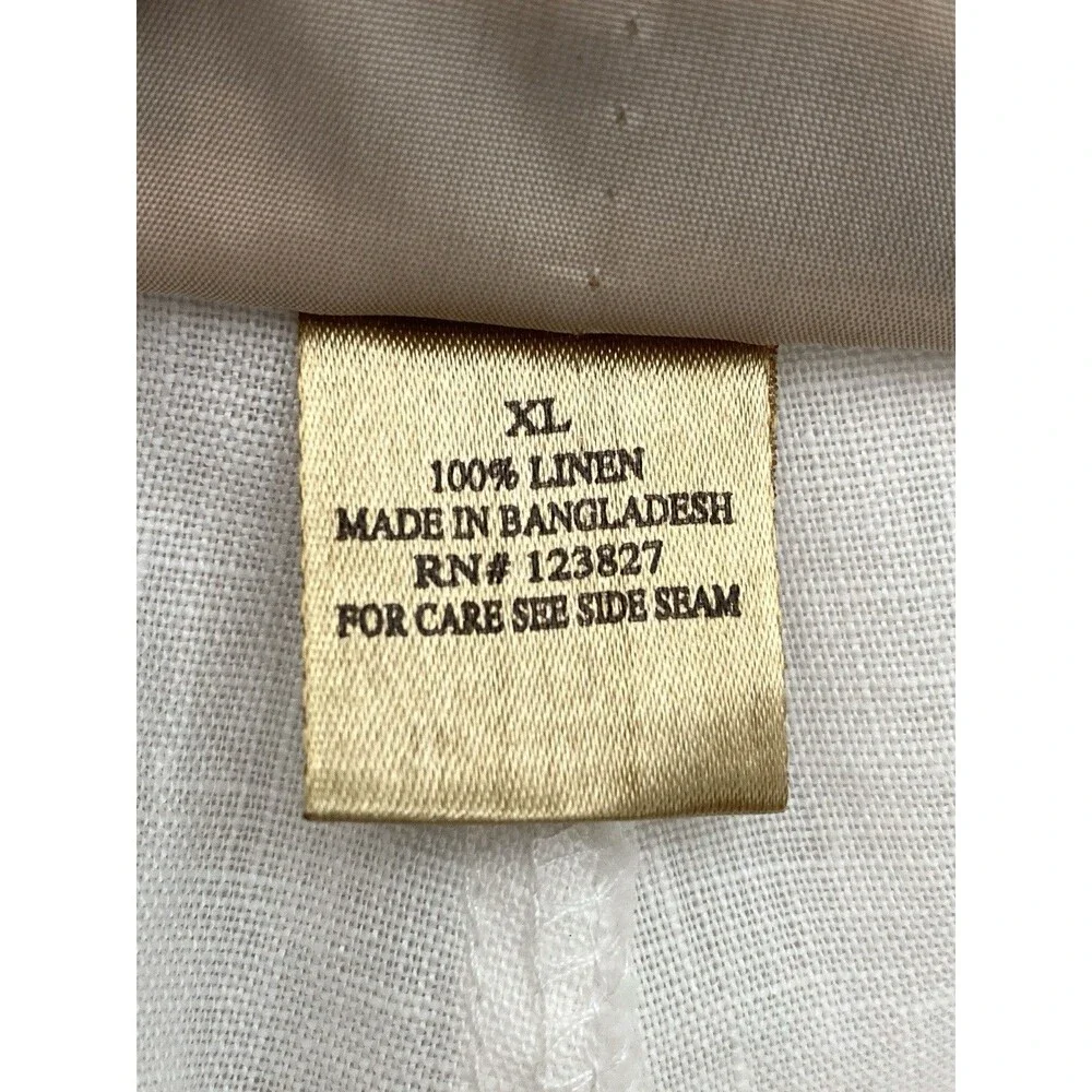 Bruno 100% Linen Pants Lightweight Pull On Drawstring Mens XL White Beach Resort